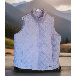 Lands' End Pink Quilted Puffer Vest Women’s 2X (20W-22W) Full Zip Solid Pockets